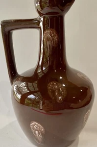 Vintage Leroux Liqueur Jug Marked R-108 Dark Brown Glazed Stoneware Americana - Picture 1 of 12