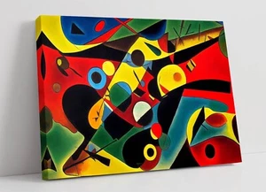ROT GELB ABSTRAKT KANDINSKY STIL WOHNDEKO LEINWANDBILD BILD DRUCK - Bild 1 von 2
