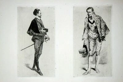 1874 Adolphe Lalauze Raro Impresionista Grabado Caballeros de fantasía París, Francia Foto 1 de 4