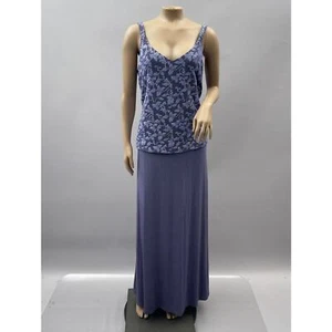Alex Evenings Dress Women 14 Purple Glitter Slinky Maxi Formal Wedding Event - Picture 1 of 11