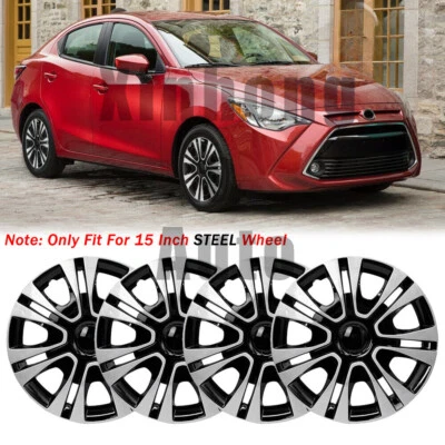 4PCS R15 Tire Steel Rims Snap-On Hubcaps Wheel Covers For Toyota Yaris 2004-2024 Foto 1 de 4