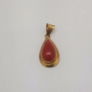Pendentif or jaune 18 carats sertie d'une pierre rouge 1,84g 1,9cm 149€ - Picture 1 of 4