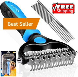 Undercoat Rake for Dogs Double Coat with Pet Comb Pet Grooming Brush Double-Side - Picture 1 of 10