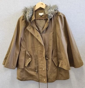 Witchery Cape brown coat Sz M/L FAUXfur hood removable quilted removable lining - Picture 1 of 11