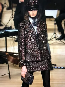 Chanel 18A Paris-Hamburg Tweed Black Multicolor jacket CC Jewel buttonsFR36 $14K - Picture 1 of 11