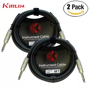 2-PACK Kirlin 6FT 1/4" Straight Male/Male 20 AWG Pro Quality Instrument Cable - Picture 1 of 1