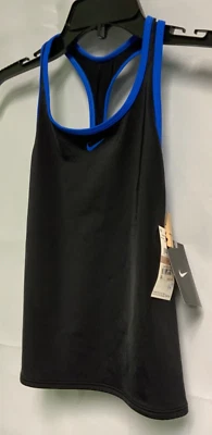 Camiseta Nike Natación o Entrenamiento Niña Negra y Azul Espalda Corredora Talla 12M Foto 1 de 4