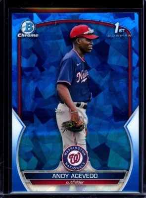 2023 1st Bowman Chrome Sapphire Edition ~ Andy Acevedo ~ #BCP-237 ~ Nationals - Image 1 of 2