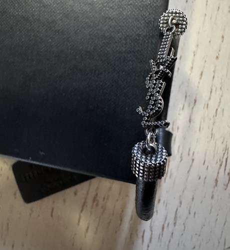 SAINT LAURENT (YSL) Saint Laurent YSL Bracciale Donna Id Pelle e Metallo Nero Taglia L Nuovo Italia