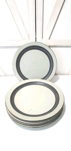 HORIZON Set of 5 Dinner Plates 10.5" Otagiri Speckled Stoneware Blue Band 1970's - Picture 1 of 8