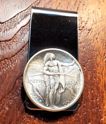 1928 Indian War Chief Half Dollar Oregon Trail Memorial Coin Money Clip + Box! - Image 1 of 4