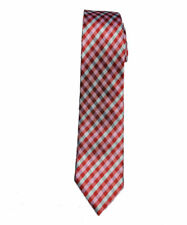 Men's Pink, Red and Gray Checked Narrow Tie Width (2 1/2 inches)