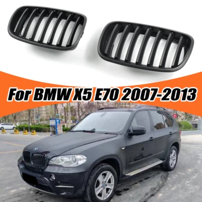 适用于宝马 X5 E70 2007 - 2013 xDrive30i 35i M 运动前肾格栅哑光黑色 — 第 1/4 张图片