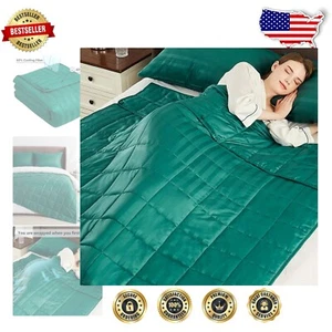 Cooling Weighted Blanket 60x80" - 20lbs, Soft & Breathable Green Comfort - Picture 1 of 9