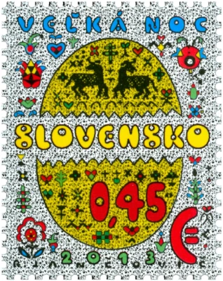 Slovakia 2013 Easter Folk Motive Christianity Unique Unusual Tulip scented Stamp - Image 1 of 3