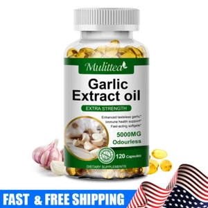 Garlic Oil 5000mg Odorless Softgels - Heart Cardiovascular Cholesterol - Picture 1 of 8