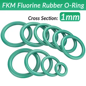 1mm Cross Section O-Rings FKM Fluorine Rubber Gasket Seals OD 4mm - 49mm Green - Picture 1 of 10