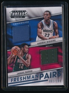 ANDREW WIGGINS JABARI PARKER 2014-15 PANINI THREADS FRESHMAN PAIRS JERSEY 51/199