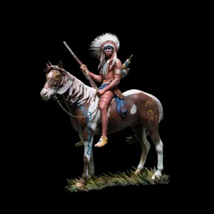 1/18 unbemalte Harzfigur Modellbausatz Native American zu Pferd unmontiert - Bild 1 von 2