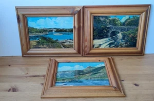 3 X Vintage Pine Framed Landscape Prints - Each Overall 27cm x 22cm - Prop/Decor - Picture 1 of 19