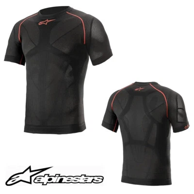 Alpinestars Ride Tech V2 Motorcycle Top Short Sleeve Summer Base Layer Black Red - Image 1 of 4