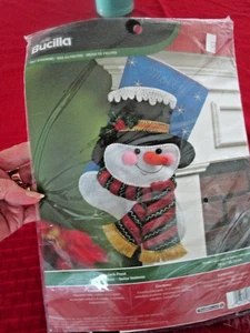 NUEVO Kit de Medias de Navidad Muñeco de Nieve de Fieltro Jack Frost Sellado Bucilla # 86649 ¡RARO! - Imagen 1 de 9