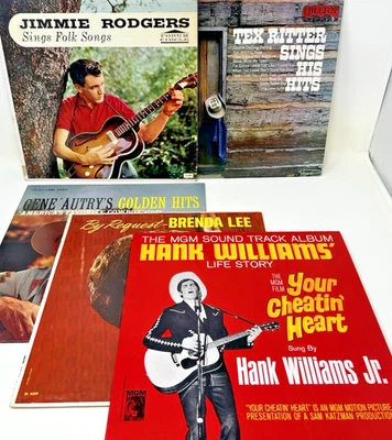 Classic Country LP Lot - Hank Williams Jr Cheatin' Heart Brenda Lee Autry Ritter - Image 1 of 4