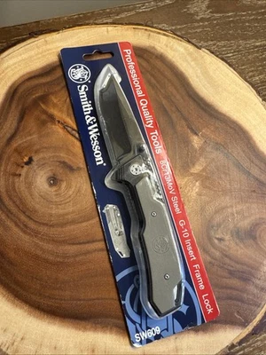  Cuchillo Plegable Smith & Wesson SW609 3.55" Alto Carbono Hoja Inoxidable Forro Bloqueo Foto 1 de 4