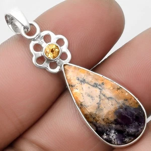 Amethyst Salbei Achat Nevada & Citrin 925 Sterling Silber Anhänger Schmuck P-1634 - Bild 1 von 5