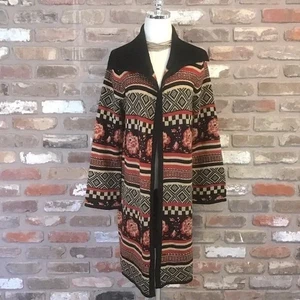 SPENSE Damen mehrfarbig gestreift Colorblock Longline Kragen Cardigan Pullover - Bild 1 von 5