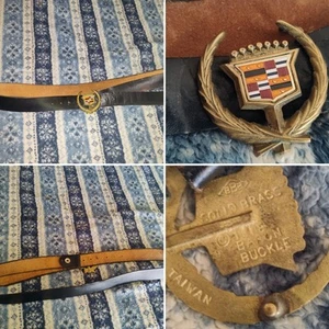 Vintage 1978 Cadillac Baron Emblem Logo Boss Hogg Solid Brass Belt Buckle w/Belt - Picture 1 of 11