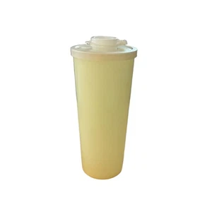 Tupperware Lidded Tumbler Cup Pastel Yellow Vintage 1950s Flip Top Retro Kitchen - Picture 1 of 3