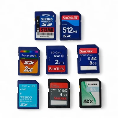 8x SD Memory Card Storage Job Lot - SanDisk Fujifilm Etc Up to 8GB - Working - Image 1 of 3