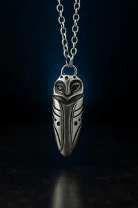 Stainless Steel Night Owl Pendant Enameled Reversible Necklace 20in Gift For Her - Picture 1 of 9