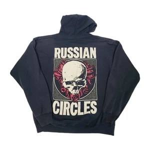 Russian Circles Band Post Metal Hoodie Full Zip Jacket Men's Large Black Skull - Picture 1 of 11