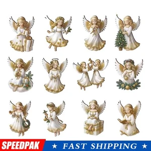 12PCS Angel Christmas Ornaments Wooden Xmas Tree Decorations Hanging Orname HO T - Picture 1 of 12