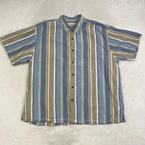 Camicia Tommy Bahama uomo XXL misto lino a righe manica corta con bottoni spiaggia - Foto 1 di 10