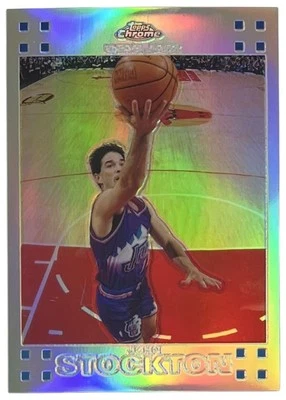 2007 Topps Chrome Refractor #98 John Stockton Utah Jazz /999 - Image 1 of 2