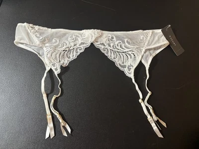 NUEVO CON ETIQUETAS LIGUERO NATORI MALLA Y ENCAJE 757023 BLANCO M "PLUMAS" Foto 1 de 4