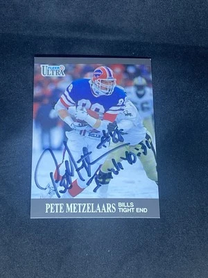 Pete Metzelaars 1991 Fleer Ultra #3 Buffalo Bills Auto Autographed Signed Card - Image 1 of 3