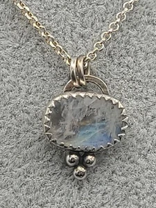 Artisan KAYPEA Sterling Silver 925 Faceted Rainbow Moonstone Pendant Necklace  - Picture 1 of 13