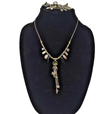 Collar y Pulsera Cookie Lee Tono Plata Estilo Boho Colores Verdes Cuelgan Dijes Foto 1 de 4
