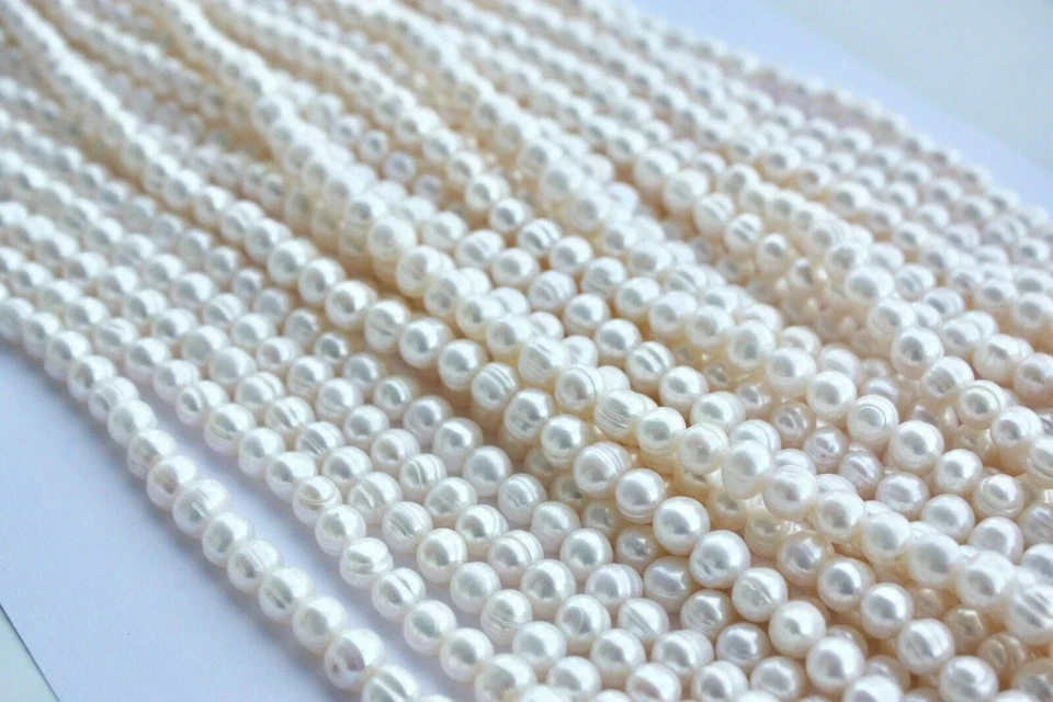 8-9 mm ca rund Zuchtperlen Strang Süßwasser Perlen Schmuck Halskette Collier tz - Bild 1 von 1