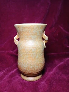 Art Deco Crown Devon Vase Twisted handles Peanut shape 7" tall Yellow/Green - Picture 1 of 9