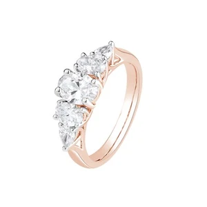1.75 Ct IGI Lab Grown Diamond Womens 5 Stone Engagement Ring 10K Rose Gold - Picture 1 of 8
