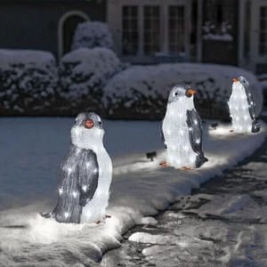3PCS Outdoor LED Christmas Yard Decorations Light Up Penguins Garden Decorations - Picture 1 of 9