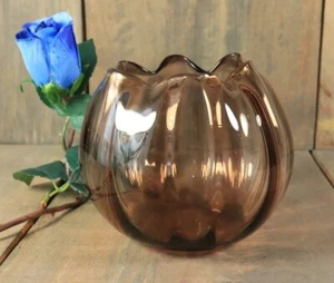 Antique French Glass Rose Bowl Legras Scalloped Ball Vase Gilt Art Nouveau c1910 - Picture 1 of 11