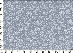 Country White Paisley on Country Gray Quilting Sewing Fabric by Yard  #743 - Picture 1 of 1