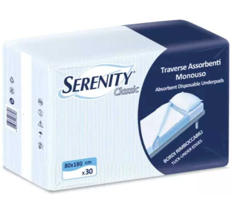 120 Traverse Assorbenti Serenity 80x180 Incontinenza 4 Pacchi Da 30 Pezzi - Immagine 1 di 1
