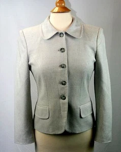 Jones New York Size 4 Petite Light Gray Fine Herringbone Fitted Jacket Business  - Picture 1 of 6